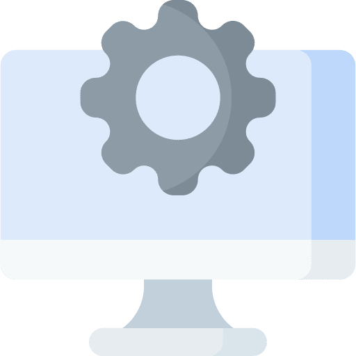 Settings cogwheel configuration monitor icon