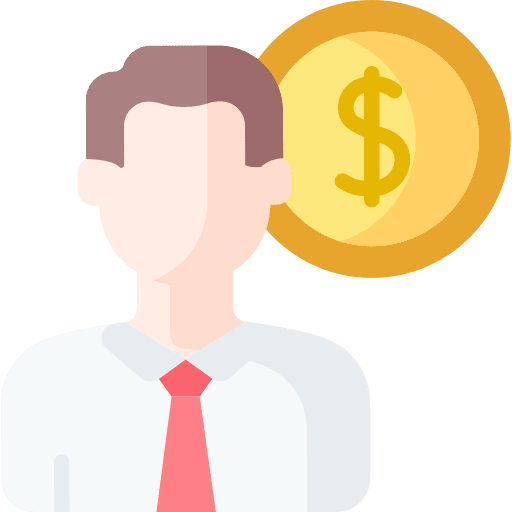 Businessman employee coin dollar icon