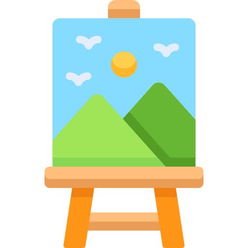 Easel painting draw art icon