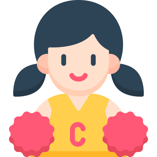 Female cheerleader sports and competition professions and jobs woman icon