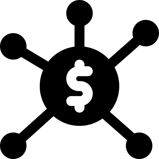 Banking money sources nodes icon