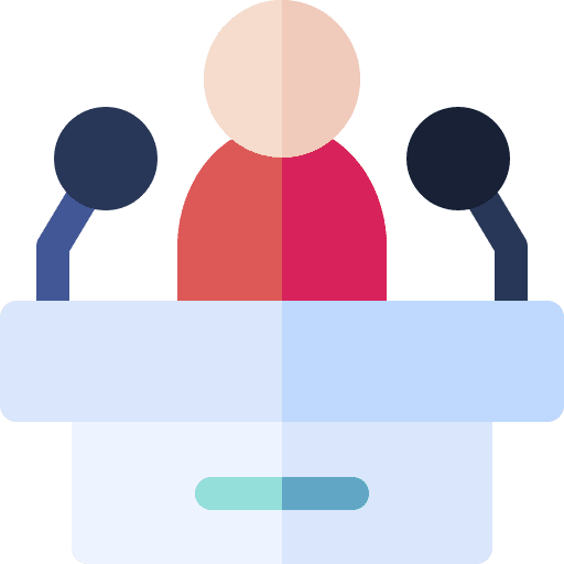 Press conference people communications podium icon