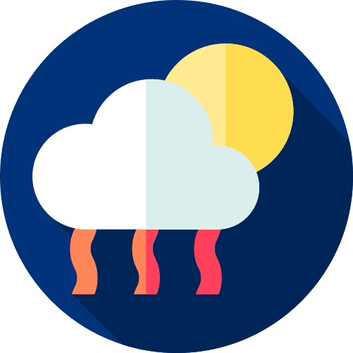 Hot weather sky cloudy clouds and sun icon