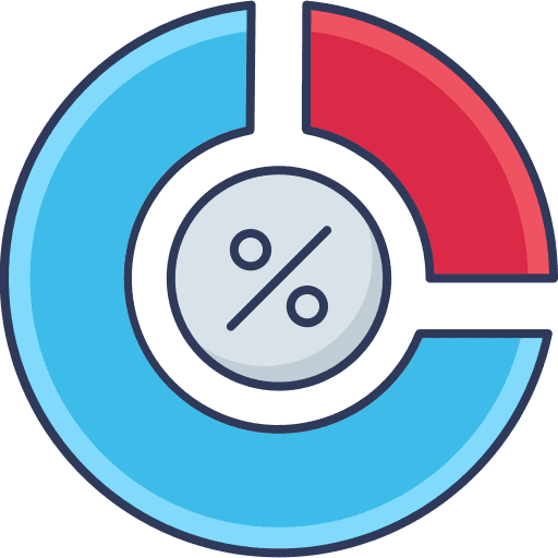 Pie chart percentage growth graph icon Pie chart percentage growth graph icon