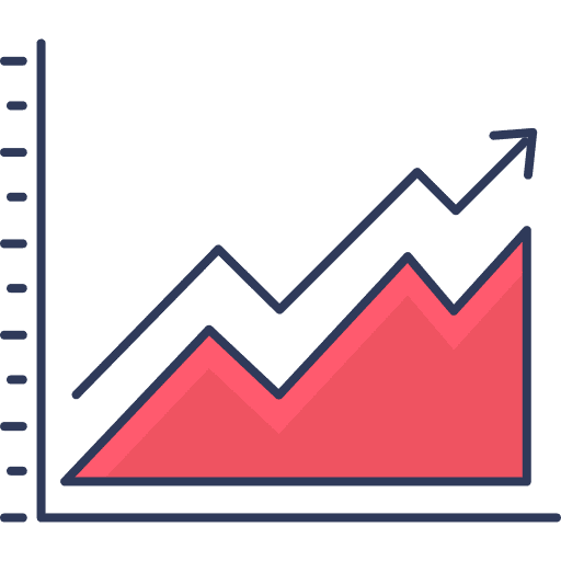 Graph profit steady growing icon Graph profit steady growing icon