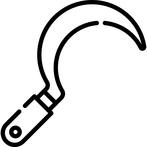 Sickle farming and gardening scythe agriculture icon