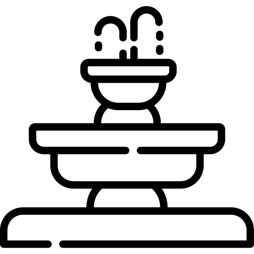 Fountain architecture and city water buildings icon