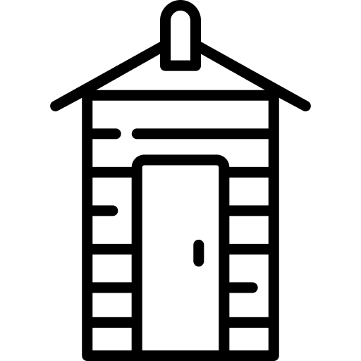 Cabin hut home architecture and city icon