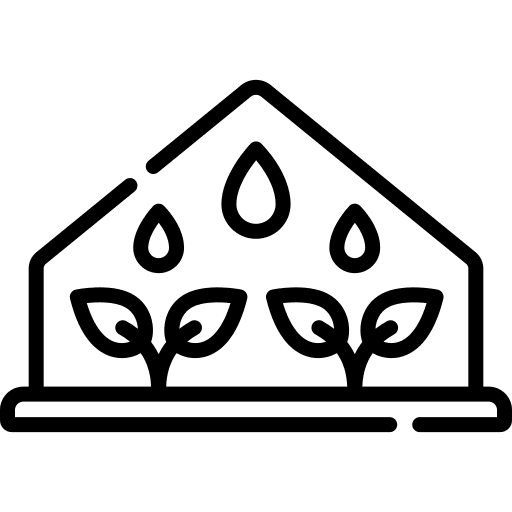 Greenhouse plants sun watering icon