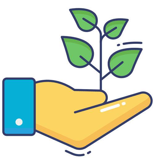 Plant responsability growth hand icon