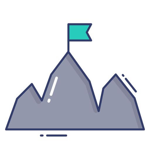Goal achievement mountain flag icon