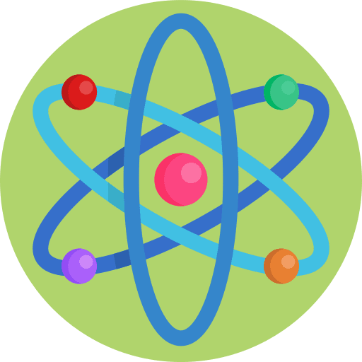 Atom science research nuclear education icon