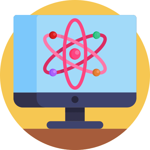 Atoms physics chemistry laboratory equipment icon