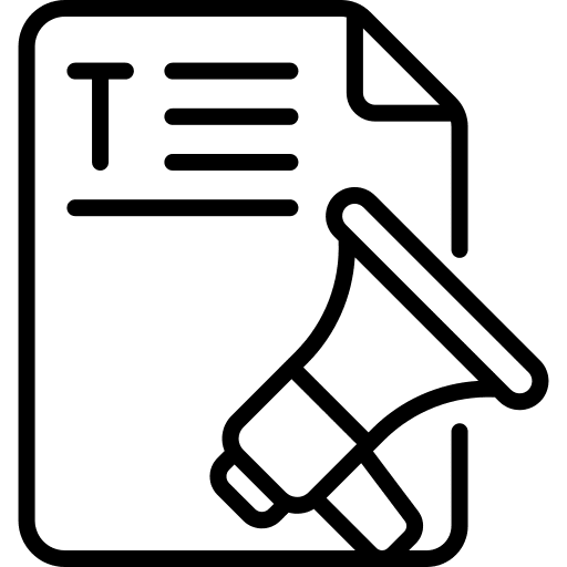 Copywriting megaphone document publicity icon