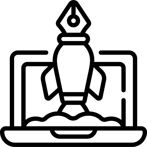 Launch copywriting startup fly icon