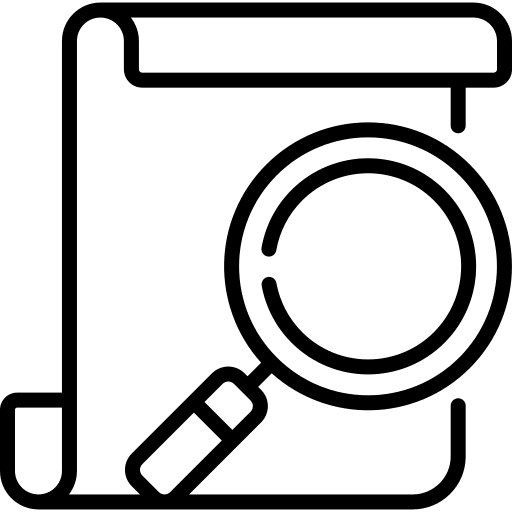 Searching magnifying glass research copywriting icon