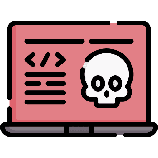 Hacking skull file cyber attack icon