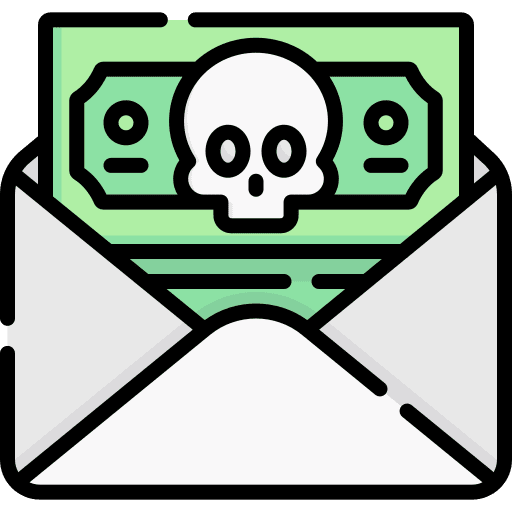 Bribe illicit envelope skull icon