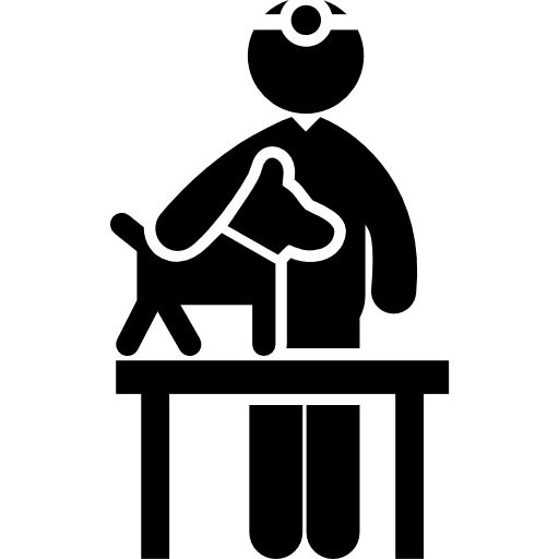 Dog checked by a veterinary table dogs check icon