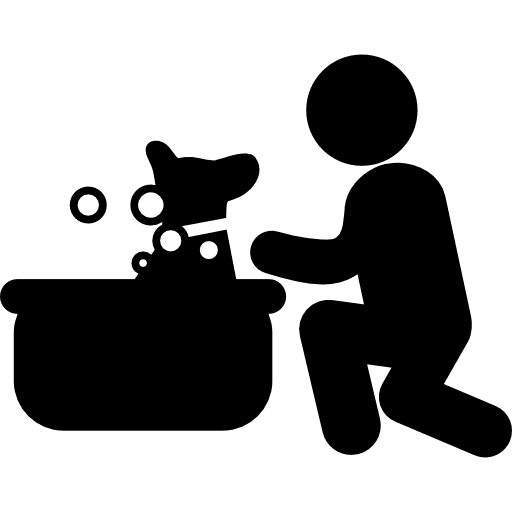 Dog having a bubbles bath washing dog dogs icon