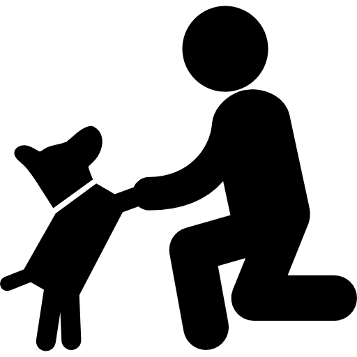 Dog in front of a man dogs animals person icon