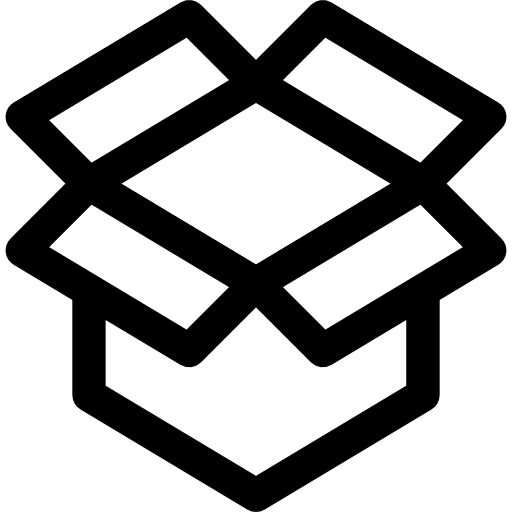 Open box shipping and delivery cardboard storage icon