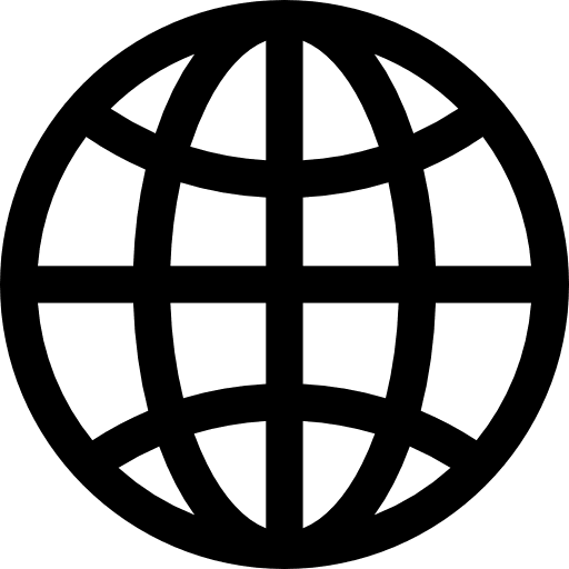 Internet worldwide globe grid signs icon