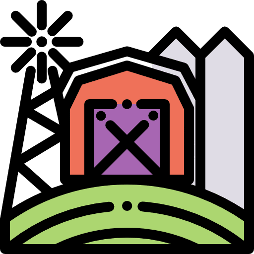 Farm house farm fields country icon