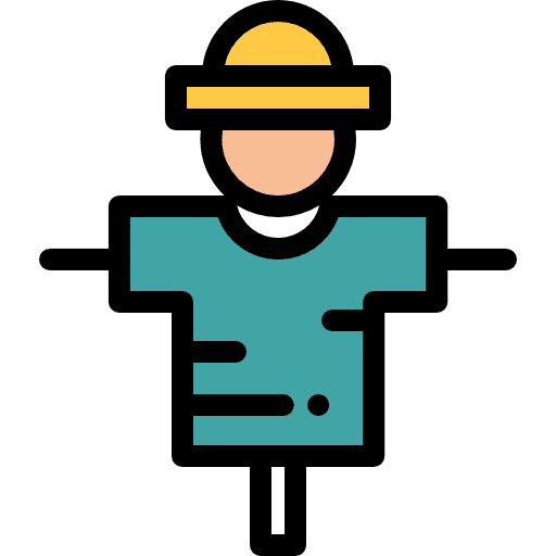 Scarecrow character rural farming icon