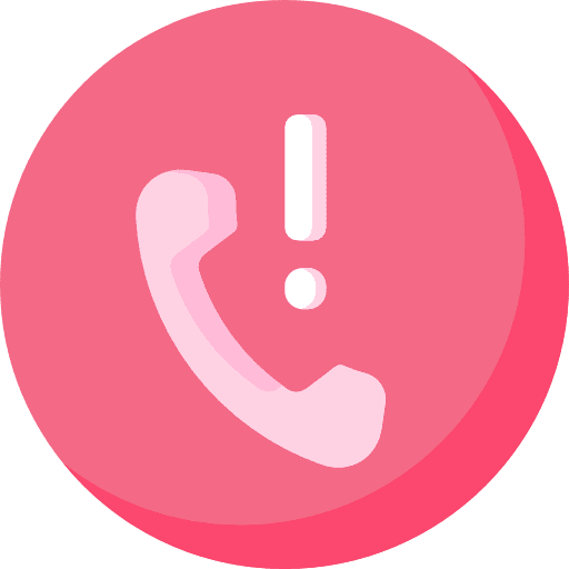 Missed call smartphone warning exclamation mark icon