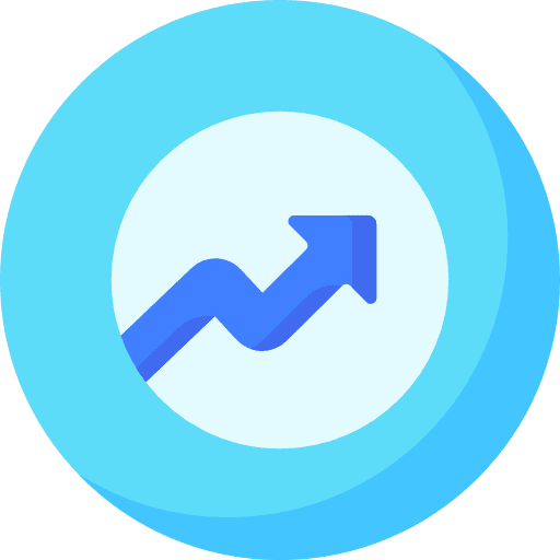 Trending statistics trending shopping cart icon