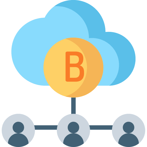 Blockchain share business bitcoin icon