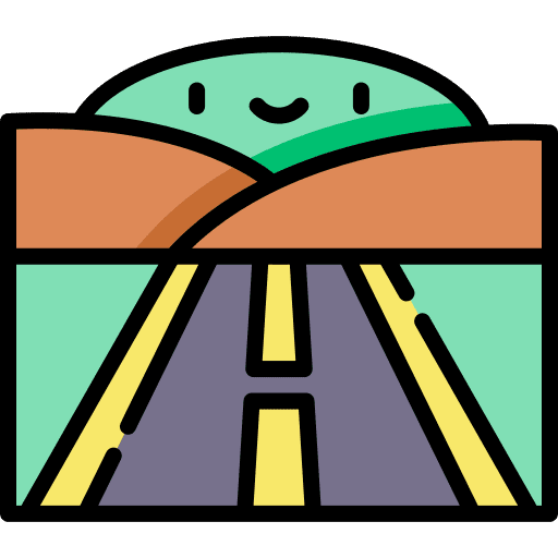 Highway hills mountains road icon