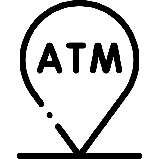 Atm cash point cash machine notes icon