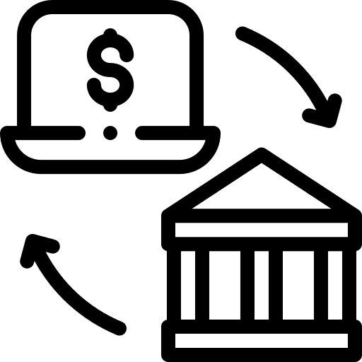 Laptop bank electronics business and finance icon