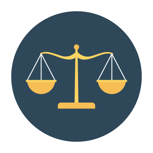Balance benchmark court trial icon