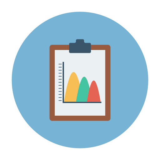 Pie chart files clipboard notes icon