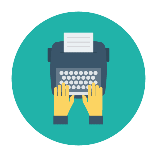 Typewriter keyboard type hands icon