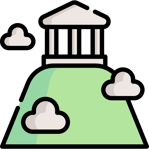 Olympus mount architecture and city temple icon