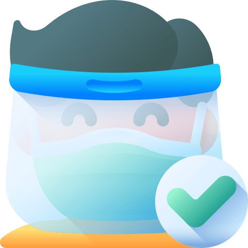 Face shield virus wear mask happy client icon