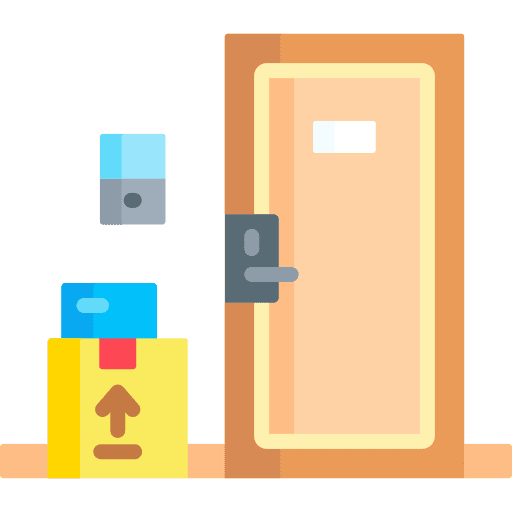 Door delivery building shipping and delivery box icon