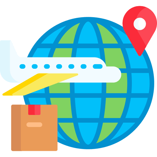 Global shipping transportation world package icon