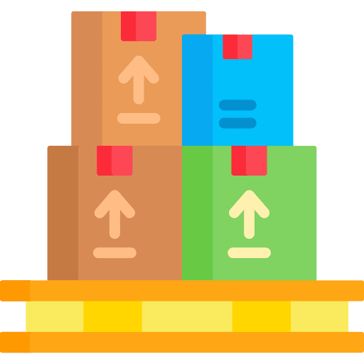 Pallet factory shipping and delivery package icon