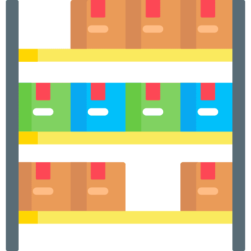Stock warehouse storage shelf icon