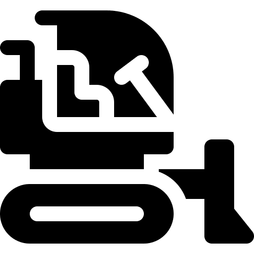 Bulldozer industry construction and tools transport icon