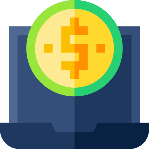 Business income dollar laptop icon