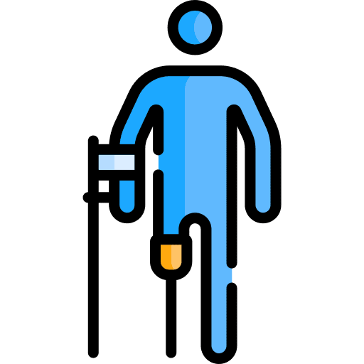Crippled disabled walking aid injury icon