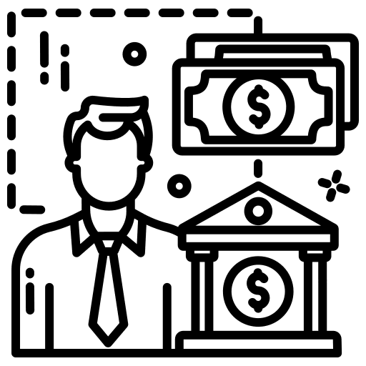 Banker asset management world financial money management icon