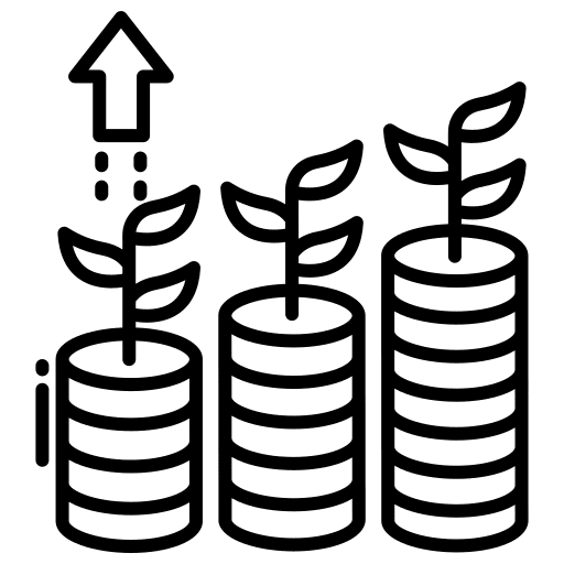 Investment plant coins economy icon