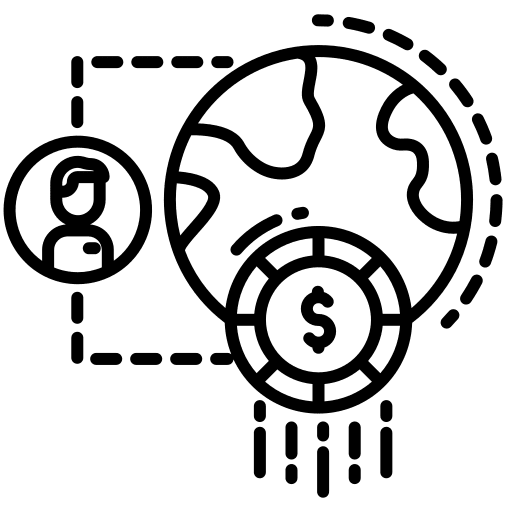 Investor world map funding user icon